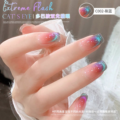 Dopamine Dual Light Cat Eye Nail Polish Gel 2023 New Candy Crystal Cat Eye Gel လက်သည်းဆိုင်အစုံ 