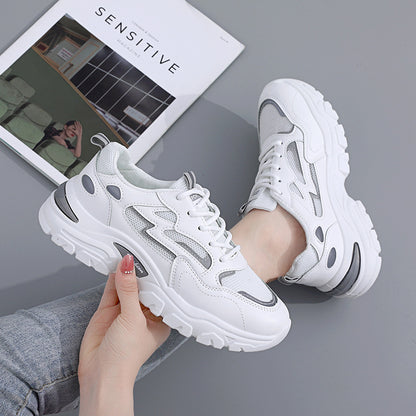 Dad's shoes Women's ins trend 2024 အမျိုးသမီးဖိနပ်အသစ် စွယ်စုံရ ပေါ့ပေါ့ပါးပါး ပူပူစမ်းနှင့် ဆောင်းဦးပေါက် အဖြူရောင်ဖိနပ် နွေရာသီစတိုင်