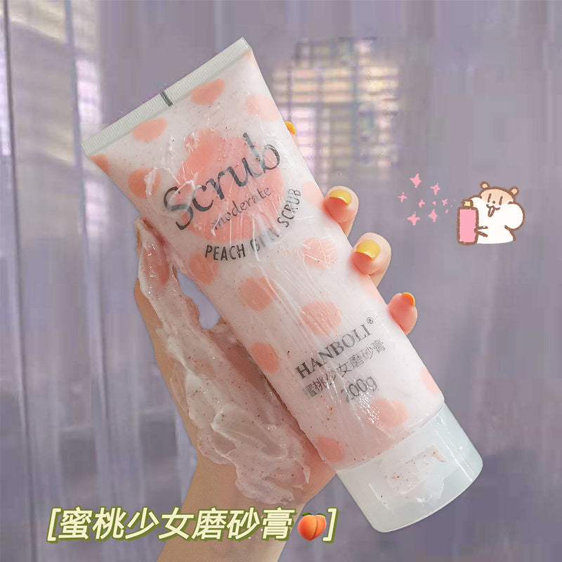 Han Boli Peach Body Scrub သည် ရေဓာတ်ဖြည့်တင်းခြင်း၊ စိုစွတ်ခြင်း၊ ချောမွေ့ခြင်း၊ နူးညံ့ပြီး ရွှံ့များကို သန့်စင်ပေးသည် ~ လက်ကား၊