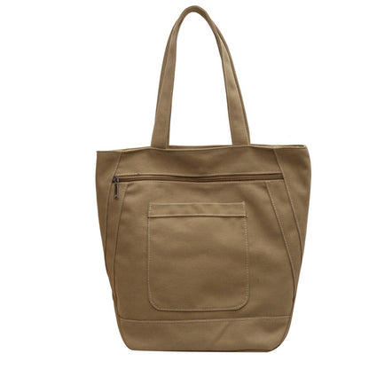 New Canvas Bag Simple Casual Solid Color Women's Bag 2023 Large Capacity Tote Bag Campus Student Tuition Bag 