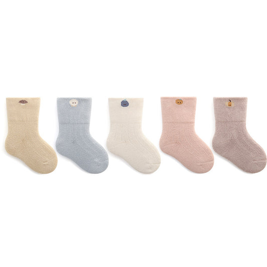 Autumn and winter terry thickened baby socks type a newborn baby boys and girls mid-tube socks children's cotton socks boneless 