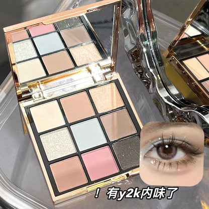 Art Value 9-color eyeshadow palette with gold imprint, low-saturation shimmer eyeshadow, versatile cross-border wholesale 