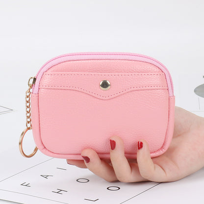 Korean style women's coin purse shell small wallet simple card holder soft leather key bag mini handbag zipper coin bag 