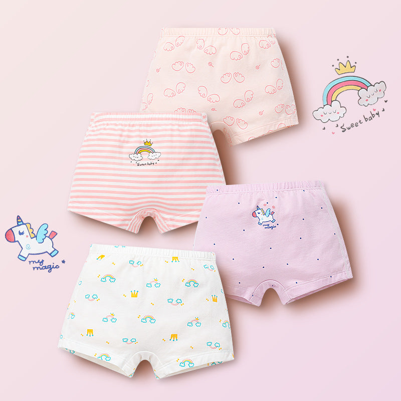 Children's underwear girls boys underwear pure cotton baby A-type shorts four-corner big children cartoon