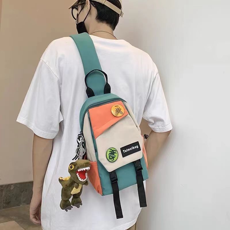 Chest bag men's messenger bag shoulder bag casual Japanese student small shoulder bag personality shoulder bag light male small backpack 