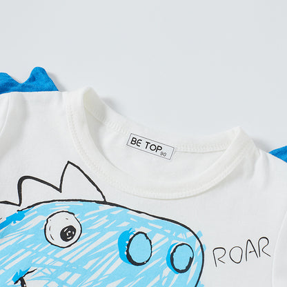 Cartoon dinosaur summer clothes for children, boys, babies, Korean style tops, short-sleeved T-shirts, pure cotton children's clothing, wholesale, one piece delivery 