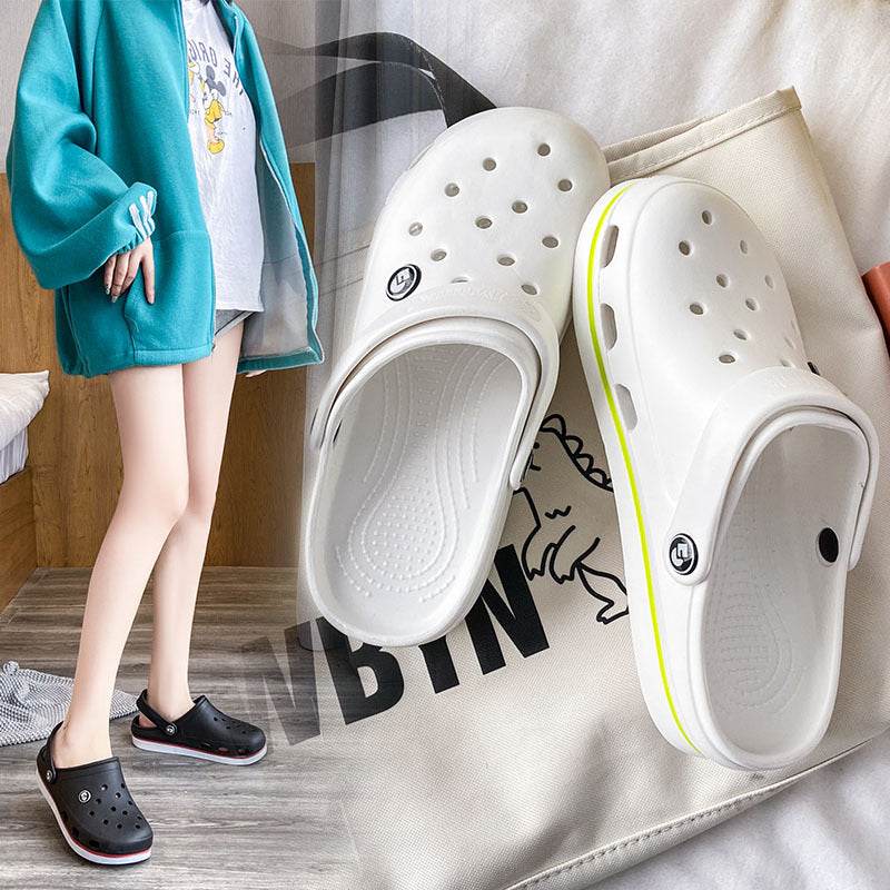 Monique's new hole shoes women's summer wear Korean couple students cute beach shoes sandals and slippers non-slip