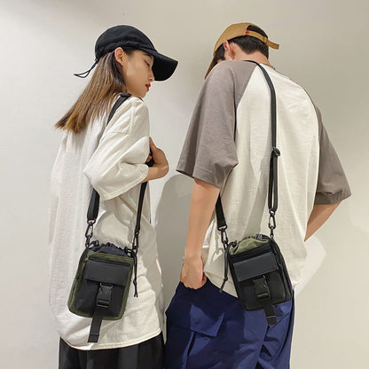 Street trend couple messenger bag new fashion drawstring mobile phone shoulder bag mini messenger bag cross-border 