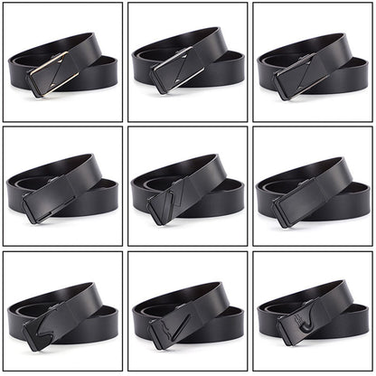 Factory direct sales toothless automatic buckle belt men's leather laser LOGO business leisure belt men's wholesale distribution 