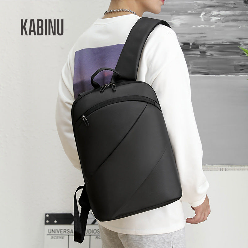 Kabinu backpack 2021 new men's computer backpack leather film solid color single layer lightweight logo business 