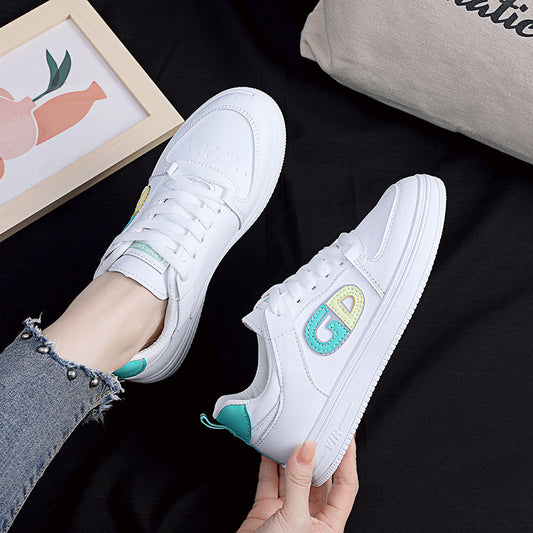 Small white shoes women's 2023 spring new street style trendy shoes student sneakers casual sports shoes board shoes thick bottom daddy shoes 