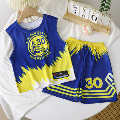 2023 Children's Gradient Color Basketball Suit Suit Big Boys and Girls Summer Vest Sports Loose Summer Jersey Trendy 