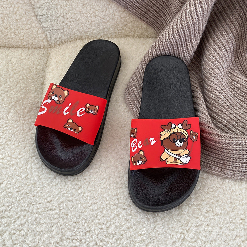 Spring and summer new slippers female Korean version of the student cartoon casual indoor home non-slip sandals thick-soled outerwear women's shoes