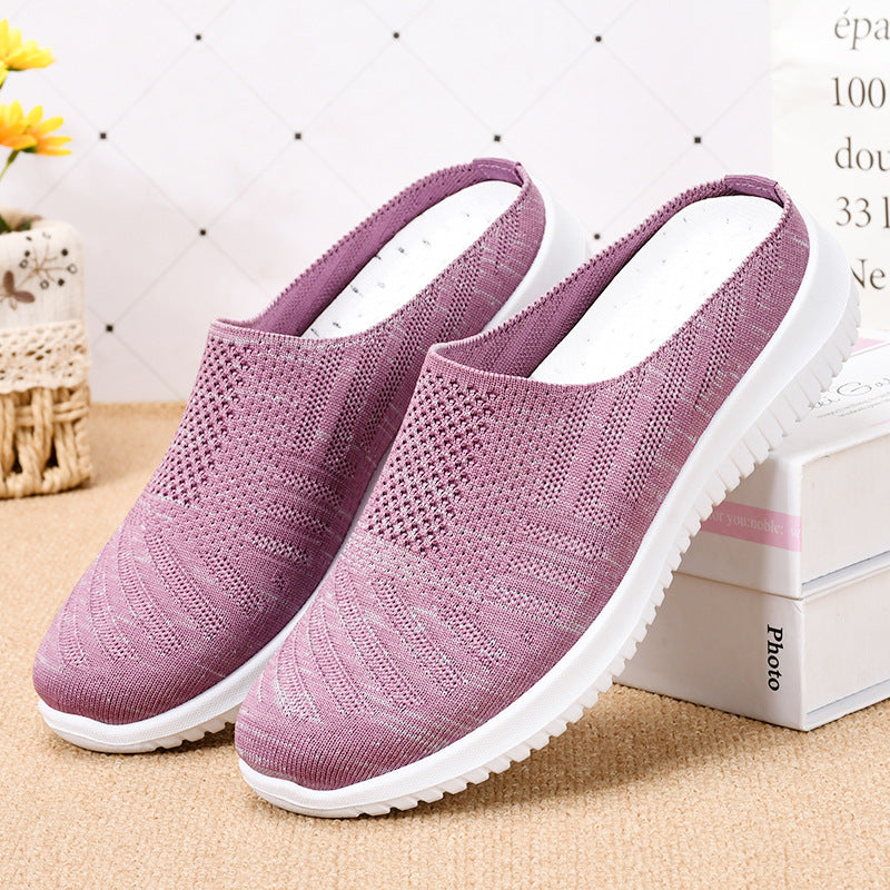 Shoes women's 2023 new foreign trade women's shoes cross-border large size cloth shoes breathable flying woven shoes soft bottom casual mother shoes 