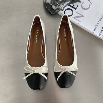 2023-3 French style round toe Mary Jane women's shoes small fragrance style low top temperament single shoes bowknot peas scoop shoes women 