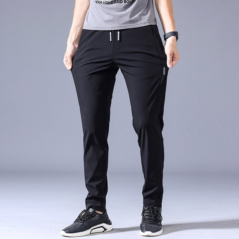 2023 Summer Ice Silk Thin Sports Pants Men's Straight Loose Elastic Non-ironing Casual Pants Workwear Pants Wholesale