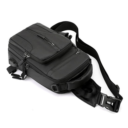 Men's Fashion Messenger Bag Multi-modal Backpack Men's Shoulder Bag Sports Chest Bag Portable USB Charging Chest Bag 