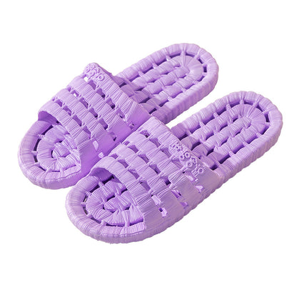 Factory direct selling home slippers four seasons bath leaking drag men and women soft bottom hollow anti-slip couple bathroom sandals and slippers