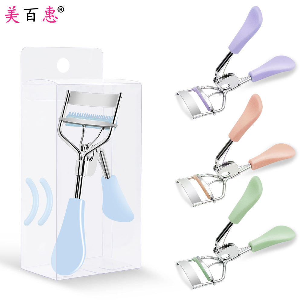 A4 comb integrated carbon steel eyelash curler boxed color clip auxiliary beauty tool Yangjiang manufacturer 