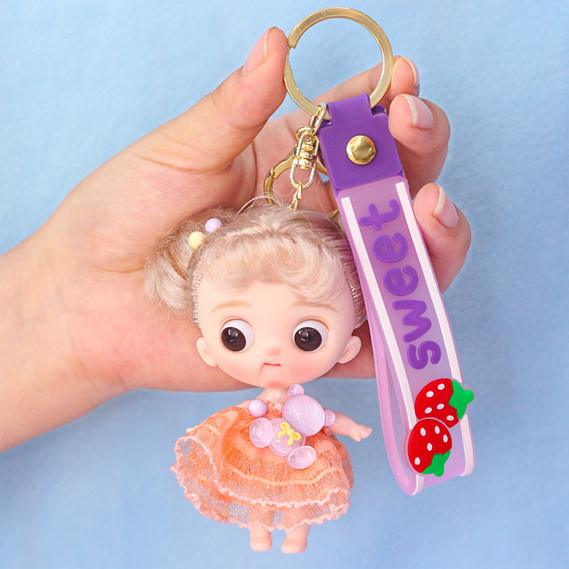 Yade Barbie doll 12 cartoon keychains 10 cm bag pendant girl Children's Day gift 