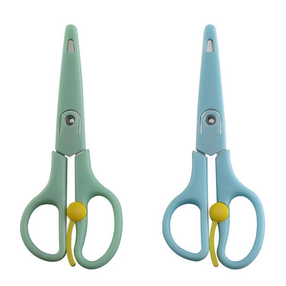 Yuandian Department Store Stainless Steel Scissors Children's Scissors with Sleeves Students' Scissors for Baby Food Stationery Scissors 