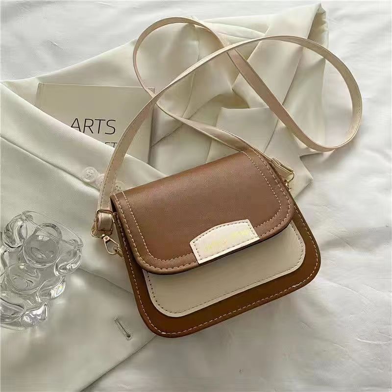 Bag women 2023 spring new high-end sense Korean version of the contrast color small bag ins all-match trendy fashion one-shoulder Messenger bag 