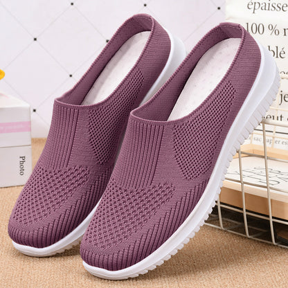 Shoes women's 2023 new cross-border large size cloth shoes foreign trade women's shoes breathable flying woven shoes soft bottom casual mother shoes 