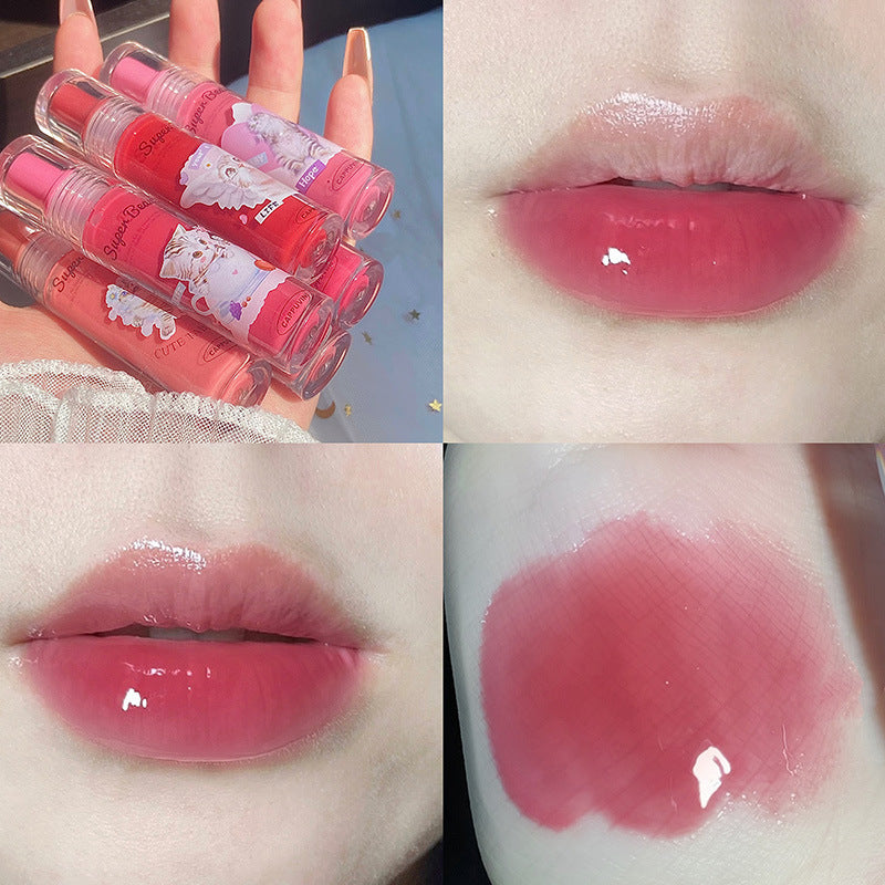 Cappuvini Cat Clear Lip Gloss Moisturizing Watery Mirror Jelly Lip Glaze Whitening Lip Gloss 