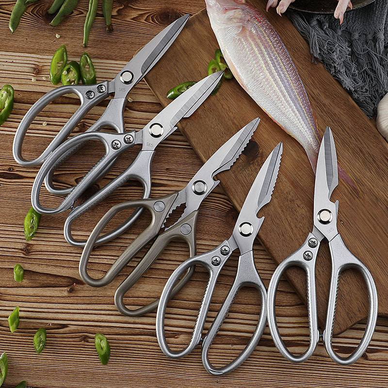 Hot selling stainless steel kitchen scissors multi-functional barbecue food chicken bone scissors Japanese strong aluminum handle scissors SK5 scissors 