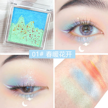 Color allure new landscape eyeshadow palette, sparkling stage makeup, delicate girl cross-border eyeshadow makeup 