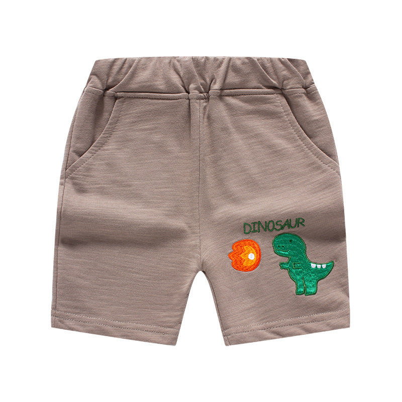 New Korean Style Summer Children's Shorts Cartoon Dinosaur Rusty Pants Boys' Fifth Fifth Pants One Piece ကလေးအဝတ်အထည် လက်ကား 