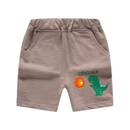 New Korean Style Summer Children's Shorts Cartoon Dinosaur Rusty Pants Boys' Fifth Fifth Pants One Piece ကလေးအဝတ်အထည် လက်ကား 