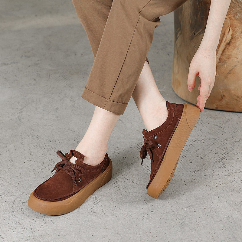 Matte cowhide thick-soled single shoes 2022 new retro forest style platform shoes lazy slip-on four seasons small leather shoes 