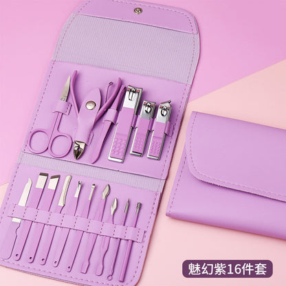 Matcha Green Nail Scissors Eyebrow Scissors Manicure Set လက်သည်းကတ်ကြေး Set Manicure Set Folding Bag Manicure Set 