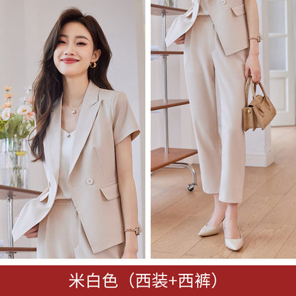 Spring and summer short-sleeved suit jacket women's thin fashion temperament manager professional suit suit female hotel front desk work clothes 