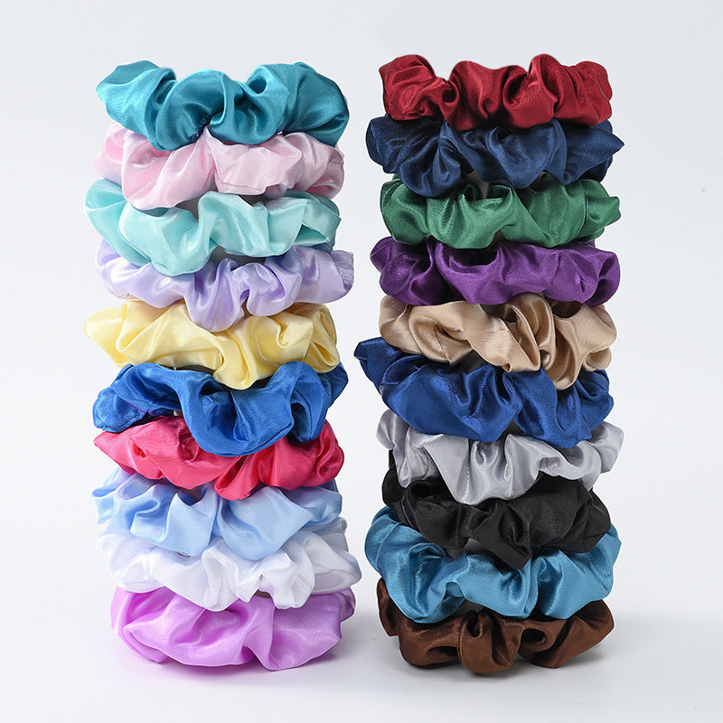 2022 New Solid Color Satin Hair Ring Pig Intestine Outing Black Versatile Hair Accessories Headband Hair Ring Wholesale Street Stall 