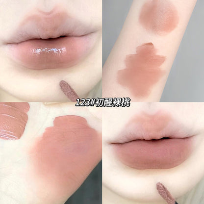 Gege bear clear water mist lip glaze အရောင်ကြာရှည်ခံ နူးညံ့သော matte နှုတ်ခမ်းနီ ရေစိုတောက်ပသော နှုတ်ခမ်းသားကို လိမ်းပေးသော နှုတ်ခမ်းနီ 