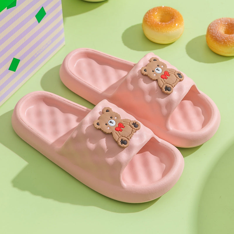 EVA soft bottom home slippers female summer wear cute bear home cool home indoor bathroom bath sandals non-slip 