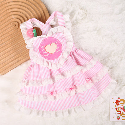 Spring and summer thin breathable pet clothing Teddy Corgi dog cat Lolita skirt ins princess style skirt 