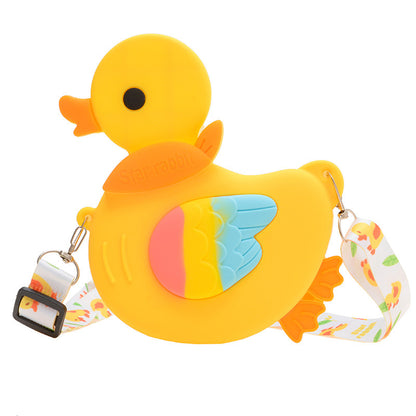 ကလေးဆီလီကွန်အိတ်အသစ် Cartoon Duck Shoulder Bag Cute Casual Creative Zipper Coin Crossbody Bag လက်ကား 