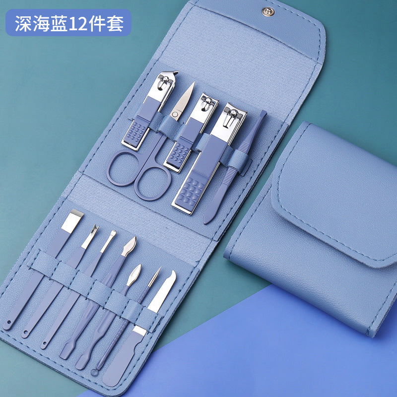 Matcha Green Nail Scissors Eyebrow Scissors Manicure Set လက်သည်းကတ်ကြေး Set Manicure Set Folding Bag Manicure Set 