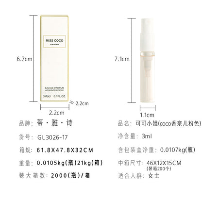 Internet celebrity with the same fragrance 3ml trial perfume women's perfume q version test tube perfume sample wholesale replacement for big-name perfume 