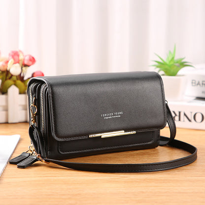 2022 new PU women's wallet Korean version large-capacity multi-functional shoulder bag mid-length mobile phone bag coin purse 