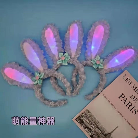 Star Dew Hairband တောက်ပသော အလင်းတန်းပြ မီးလုံးရှည် ယုန်နားရွက် ကိုရီးယားစတိုင် ဆံပင်ညှပ် မိန်းကလေး ချစ်စရာ ကာတွန်း မျက်နှာဆေး ခေါင်းစည်း