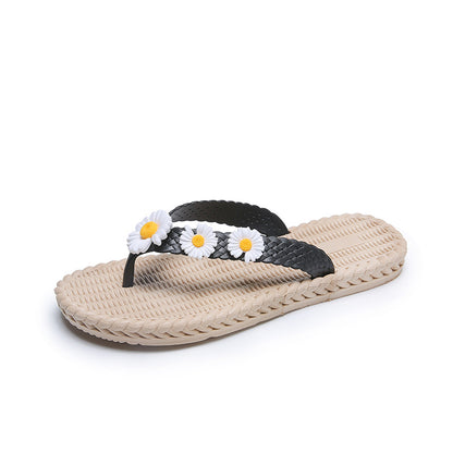 2023 new flower summer flip-flops women's outerwear Korean version wear-resistant ladies flat sandals and slippers on the beach 