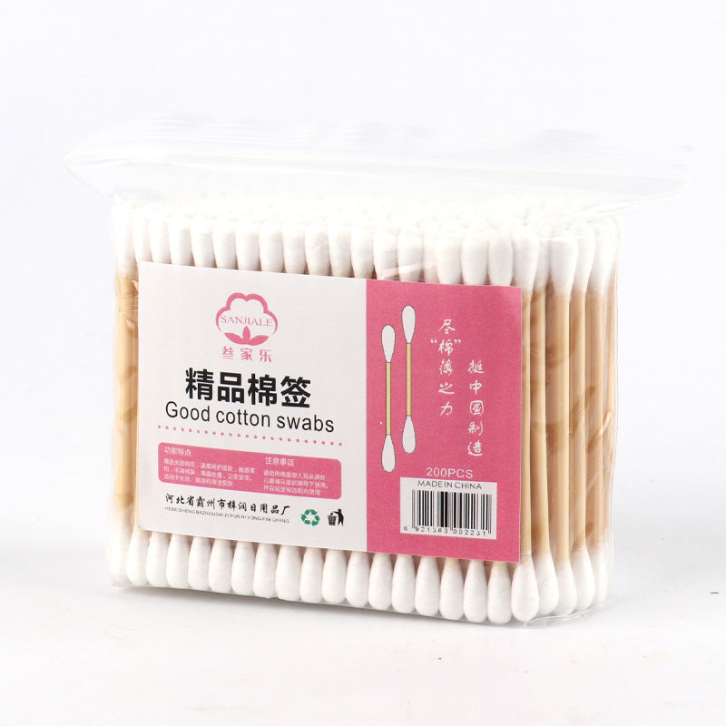 Bagged and boxed double-ended wooden swab cotton swabs for shopping malls and supermarkets disposable makeup cleaning tampon swabs manufacturers wholesale 