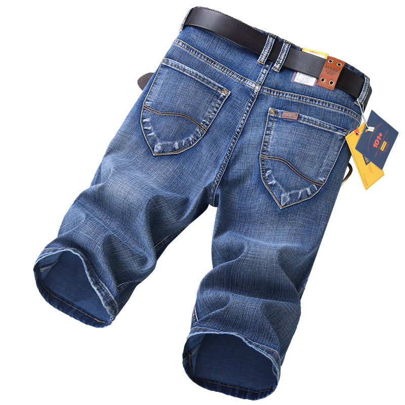 2023 summer new SU LEE denim shorts men's straight loose large size elastic business casual five-point pants 