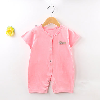 2022 baby onesie baby pure cotton buttoned clothes solid color harem newborn crawling suit thin section 0-18 months 