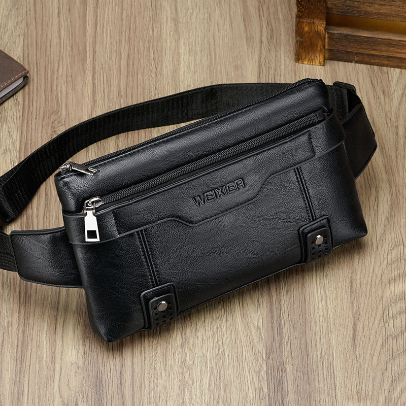 weixier Men's Waist Bag Wholesale PU Waterproof Men's Construction Site Waist Bag Multifunctional Men's Mobile Phone Waist Bag