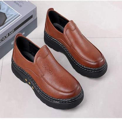 2022 new spring and autumn men's leather shoes business casual leather shoes all-match non-slip soft bottom middle-aged dad shoes 